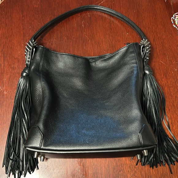 Christian Louboutin, black fringe purse. - Picture 1 of 8